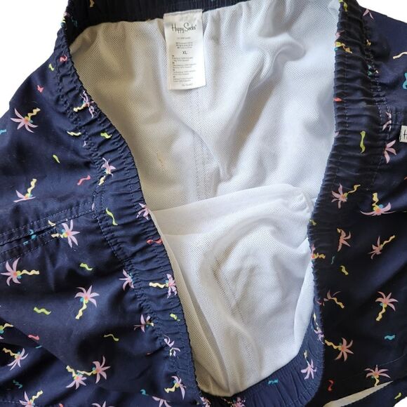 Happy Socks Swim Trunks Mens XL Blue Palm Trees Mesh Lined Shorts - Picture 3 of 8